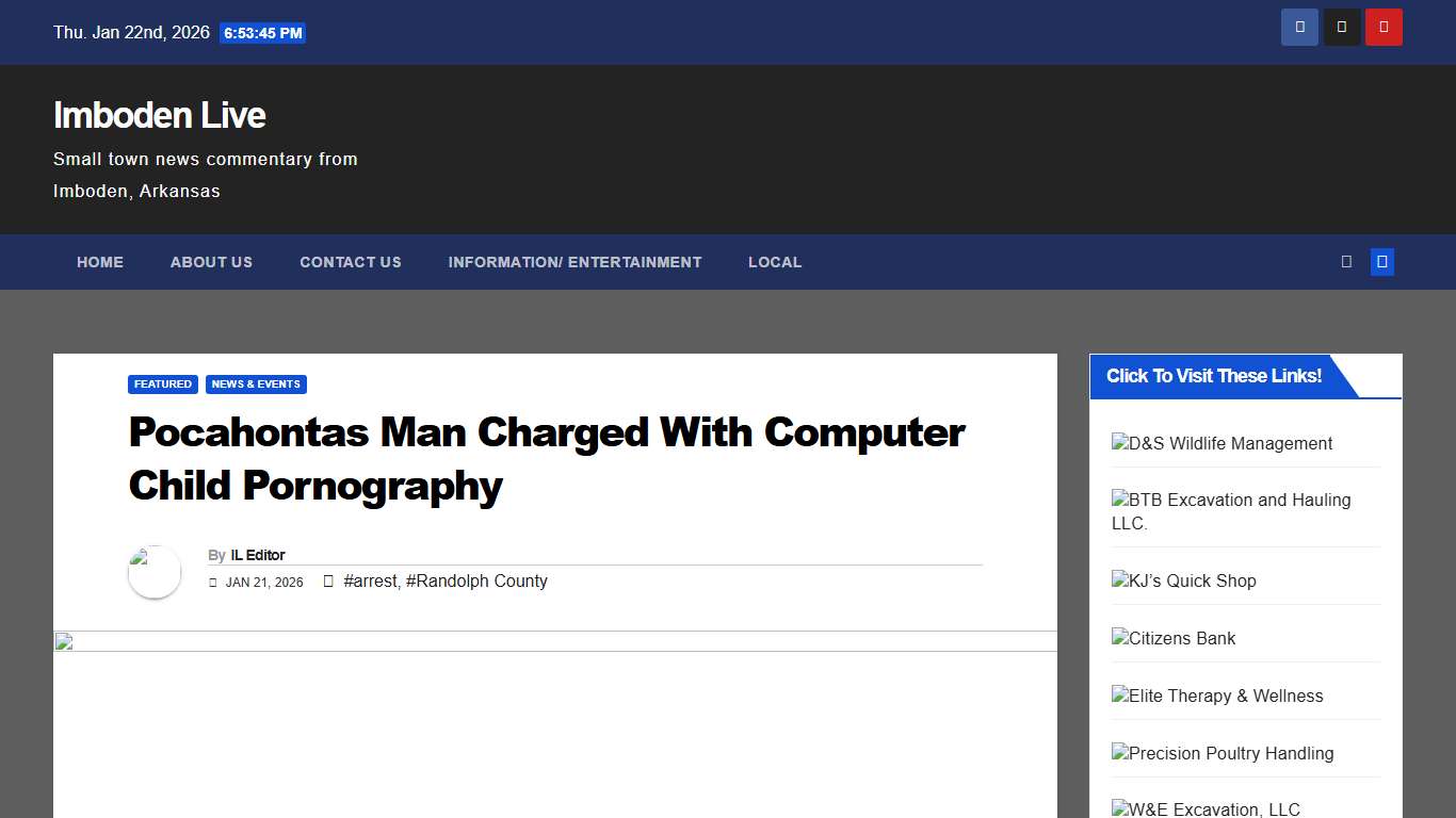 Pocahontas Man Charged With Computer Child Pornography – Imboden Live